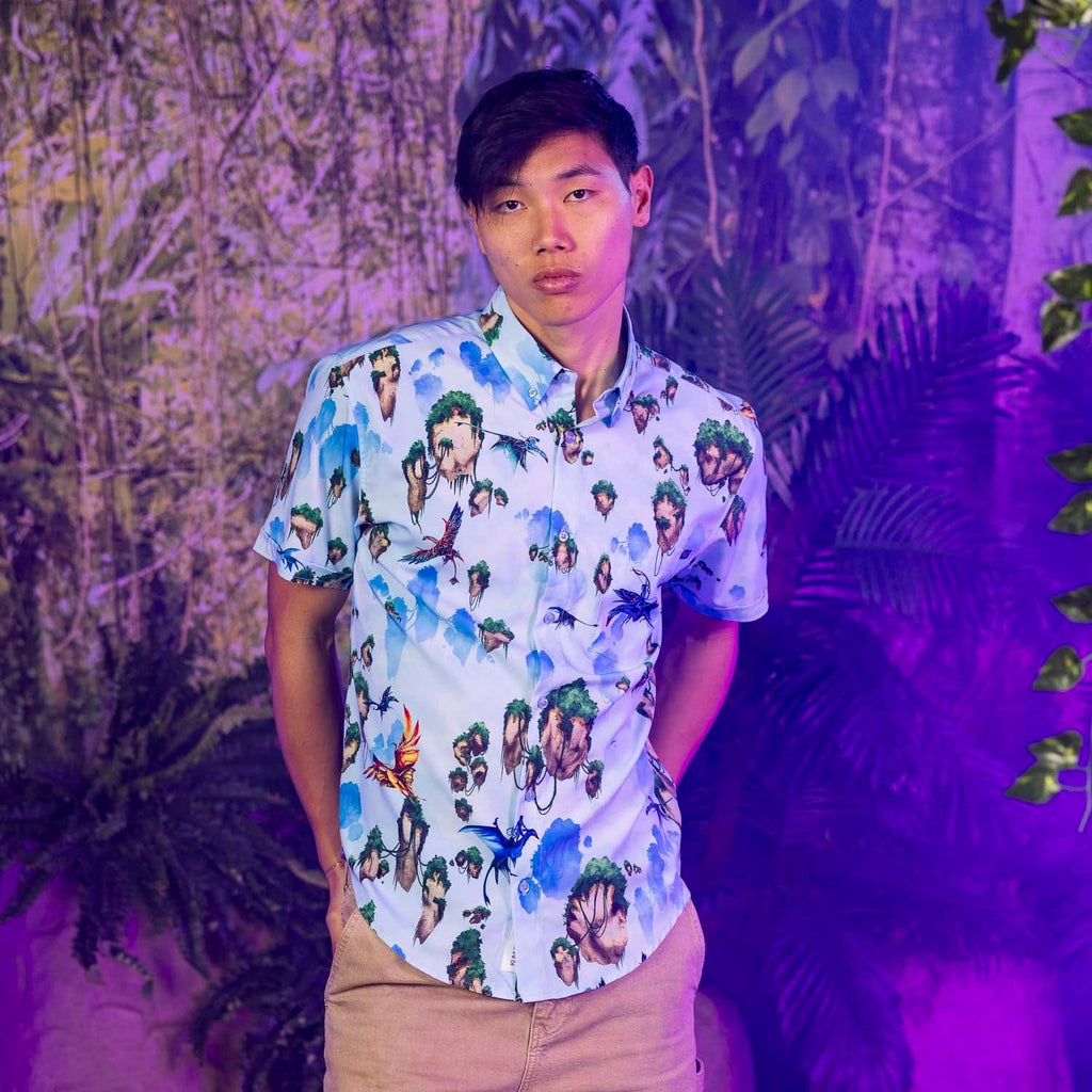 RSVLTS Hallelujah Mountains KUNUFLEX Short Sleeve Shirt in Blue — detail 7