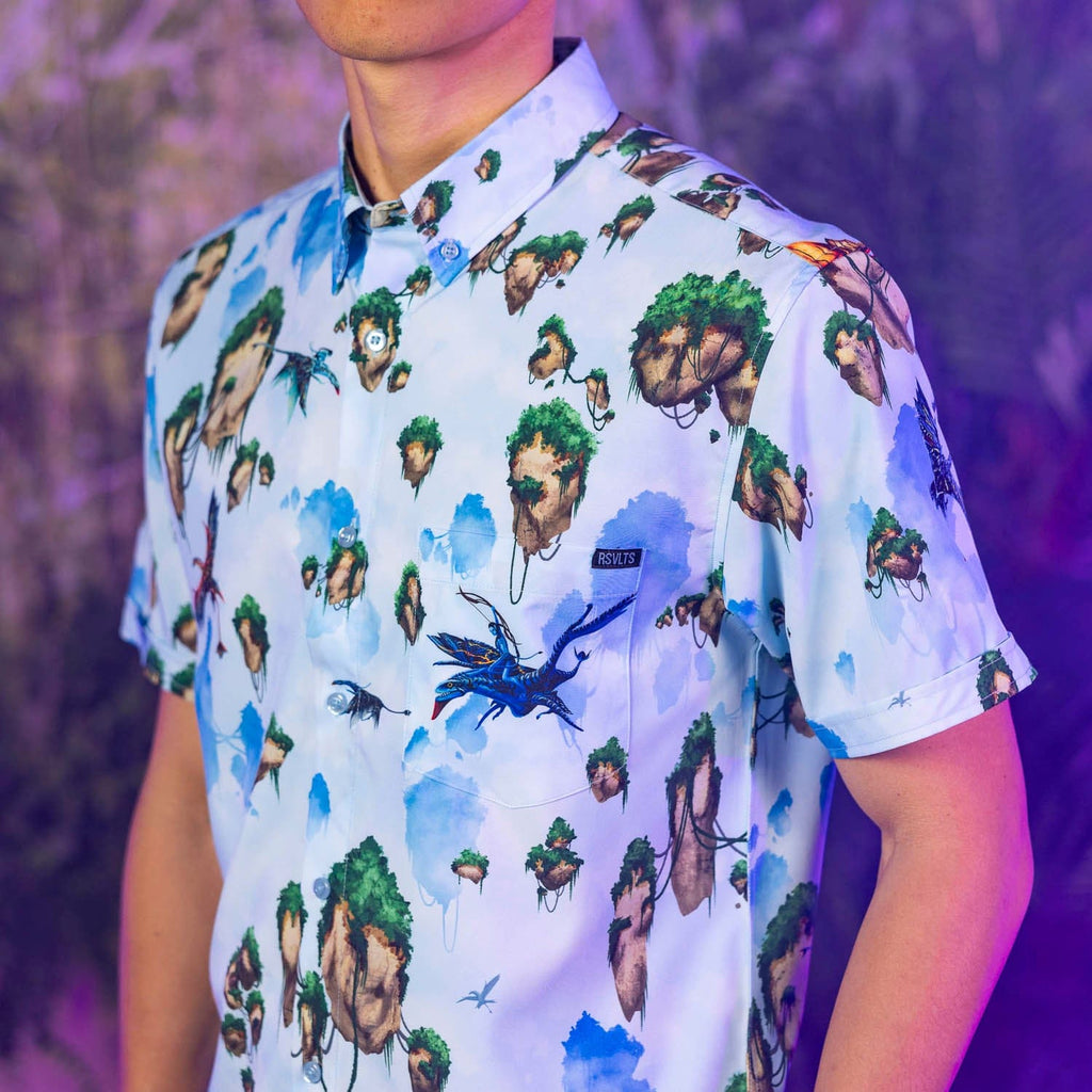 RSVLTS Hallelujah Mountains KUNUFLEX Short Sleeve Shirt in Blue — detail 9
