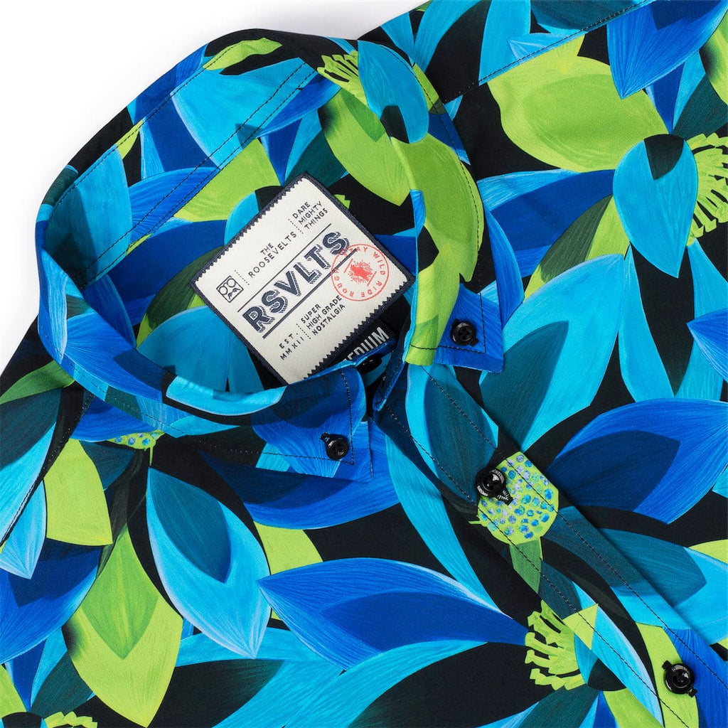 RSVLTS Green & Blume KUNUFLEX Short Sleeve Shirt in Blue — detail 8