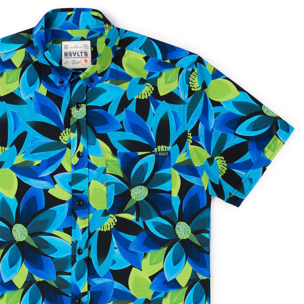 RSVLTS Green & Blume KUNUFLEX Short Sleeve Shirt in Blue — detail 4