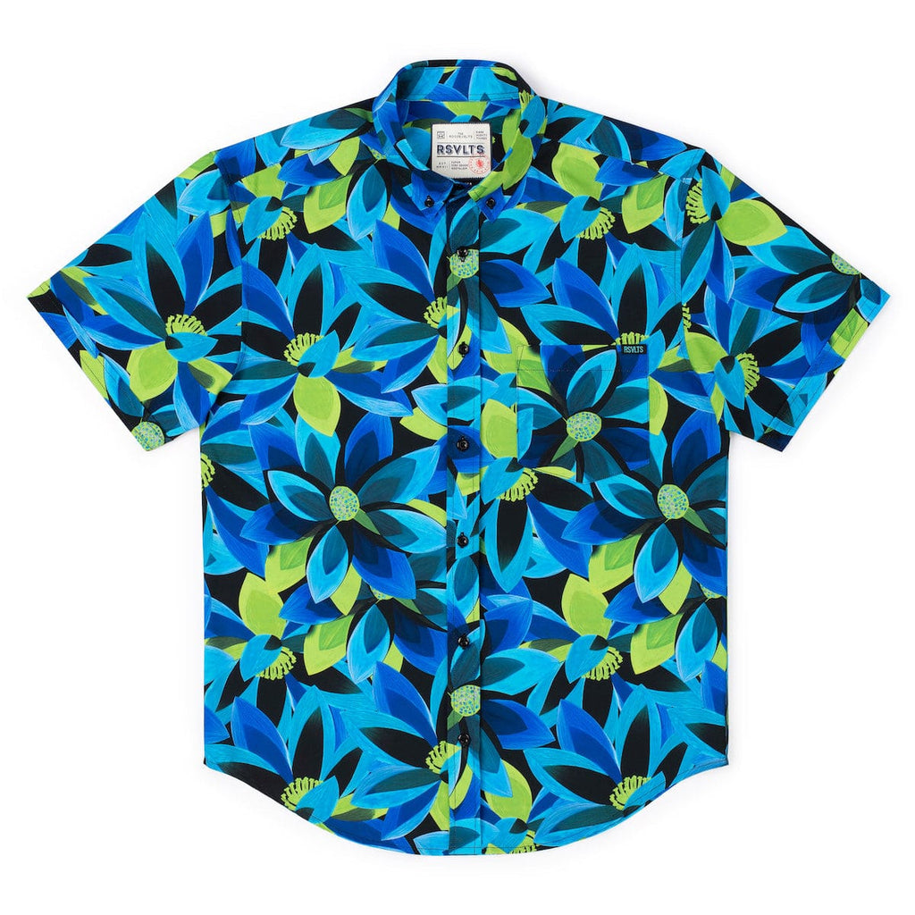 RSVLTS Green & Blume KUNUFLEX Short Sleeve Shirt in Blue — detail 7