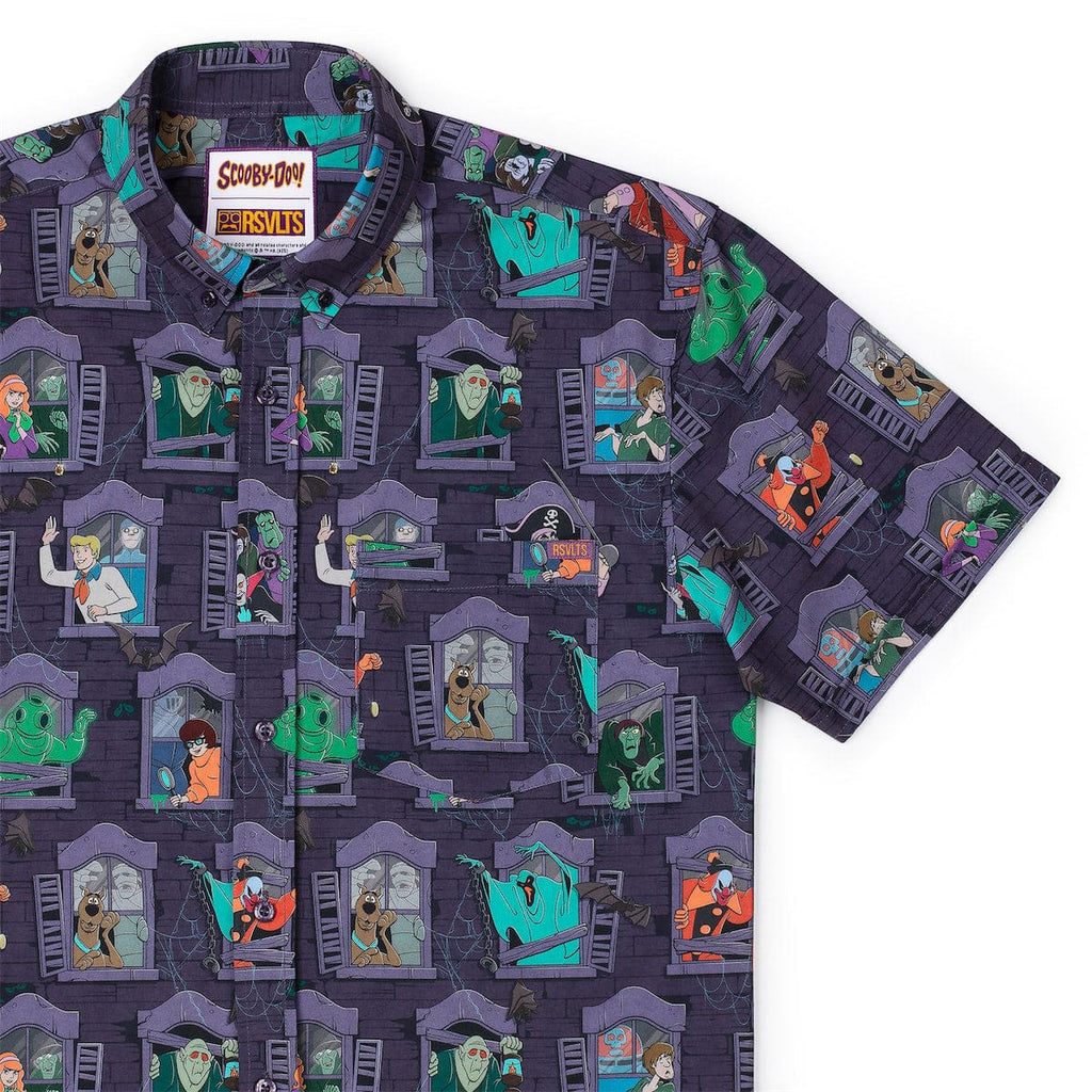 RSVLTS Mansion of Mysteries KUNUFLEX Short Sleeve Shirt in Gray — front view