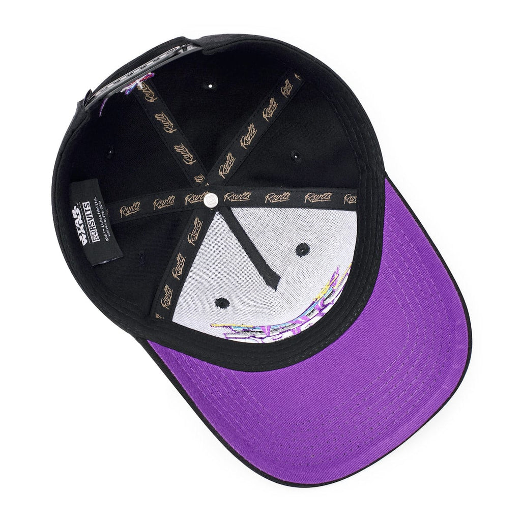 RSVLTS Synthwave Logo 5-Panel Curved Brim Hat in Black — detail 7