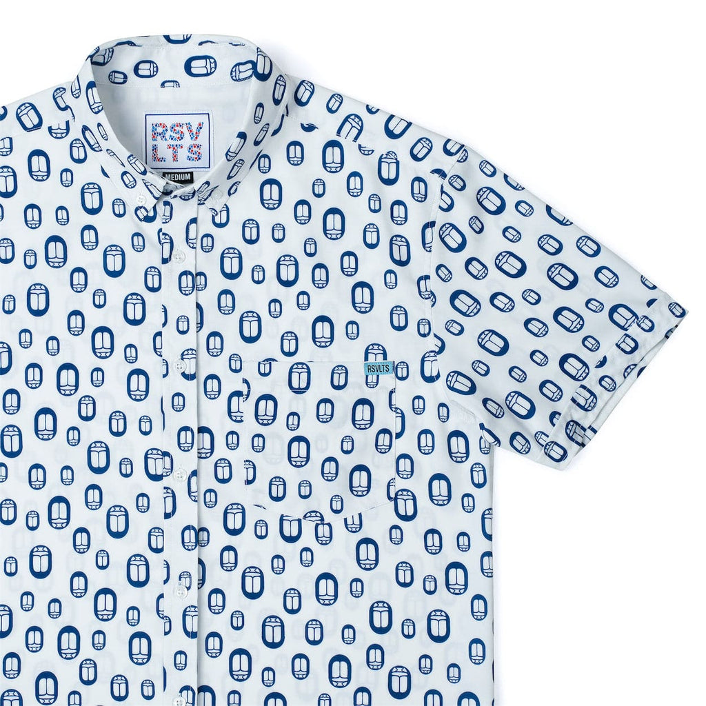 RSVLTS Meet the Beetles KUNUFLEX Short Sleeve Shirt in Blue — front view