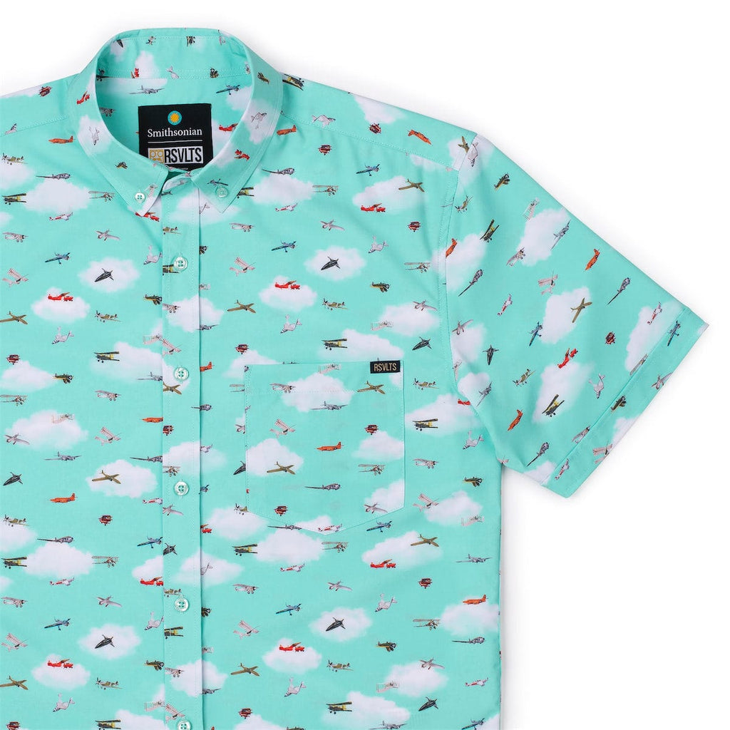 RSVLTS Take Flight KUNUFLEX Short Sleeve Shirt in Blue — front view