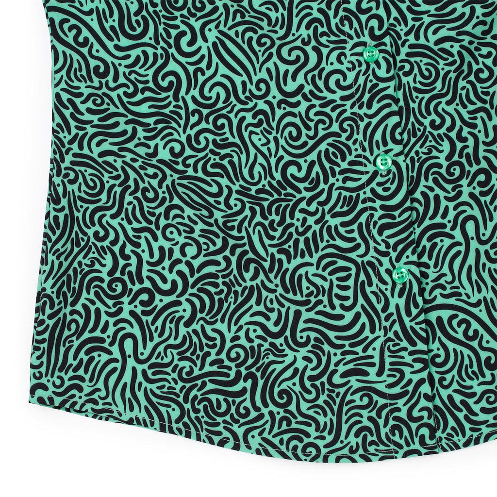 RSVLTS Squiggle Zoo Women's KUNUFLEX Short Sleeve Shirt in Black — detail 5