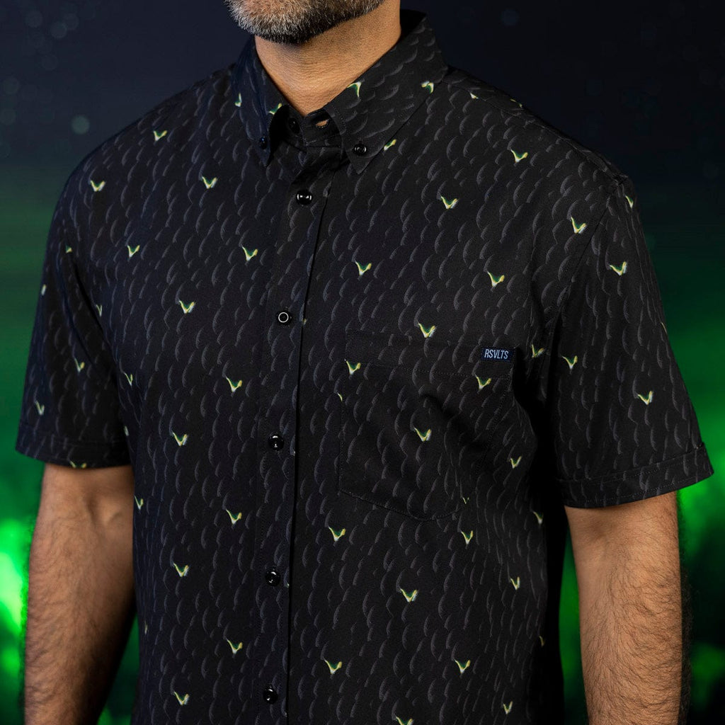 RSVLTS Hatching Horrors KUNUFLEX Short Sleeve Shirt in Black — detail 6