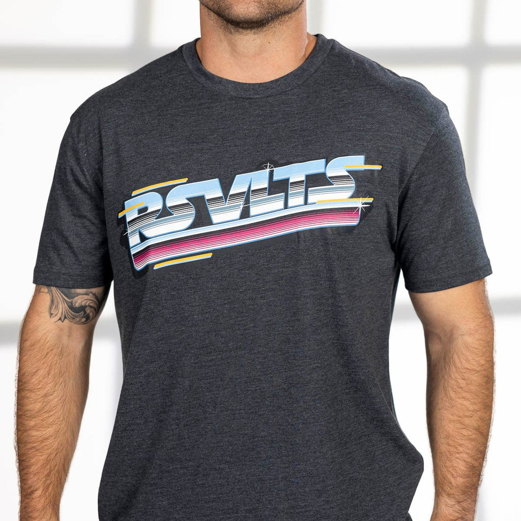 RSVLTS Synthwave RSVLTS Crewneck Tee in Gray — front view