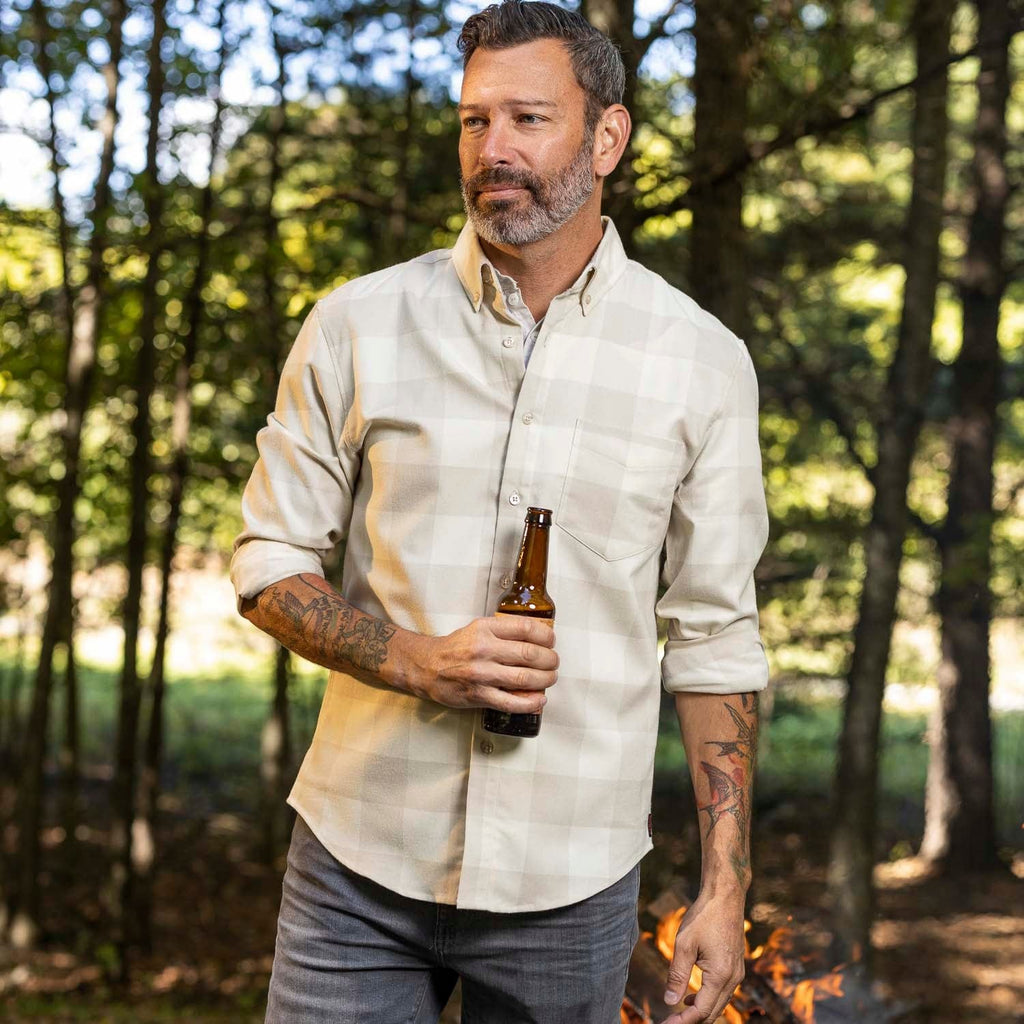 RSVLTS Flanning Tatum BorlandFlex Long Sleeve Flannel in Brown — detail 2