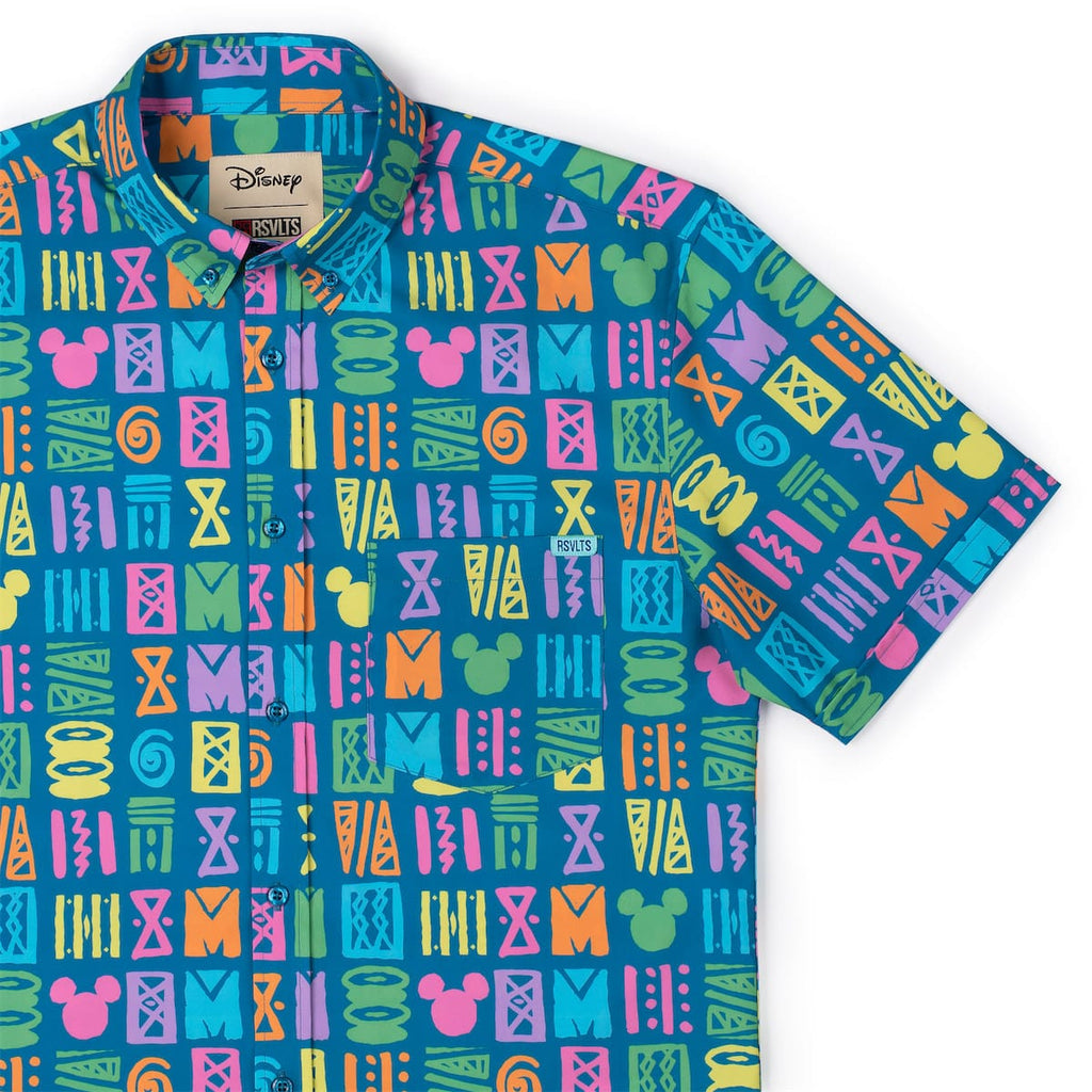 RSVLTS Mickey's Surfside Summer KUNUFLEX Short Sleeve Shirt in Blue — front view