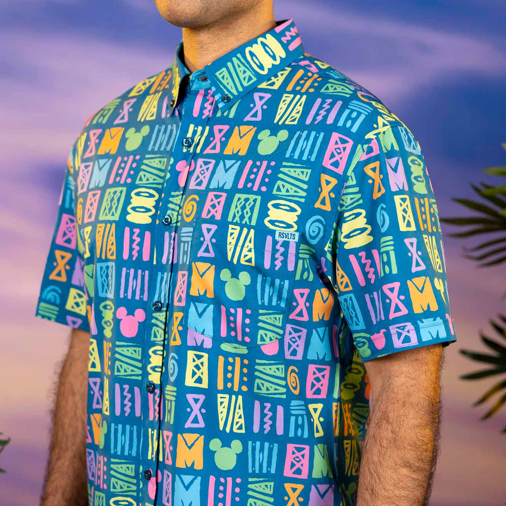RSVLTS Mickey's Surfside Summer KUNUFLEX Short Sleeve Shirt in Blue — detail 9