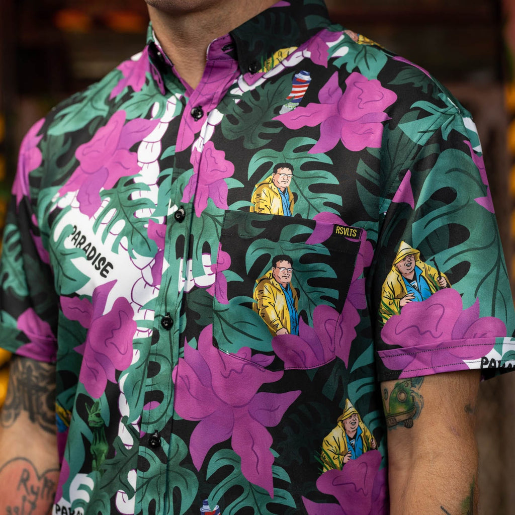 RSVLTS Nobody Cares KUNUFLEX Short Sleeve Shirt in Black — detail 6