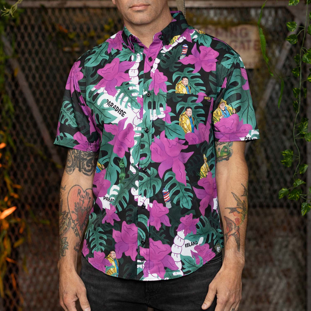 RSVLTS Nobody Cares KUNUFLEX Short Sleeve Shirt in Black — detail 4