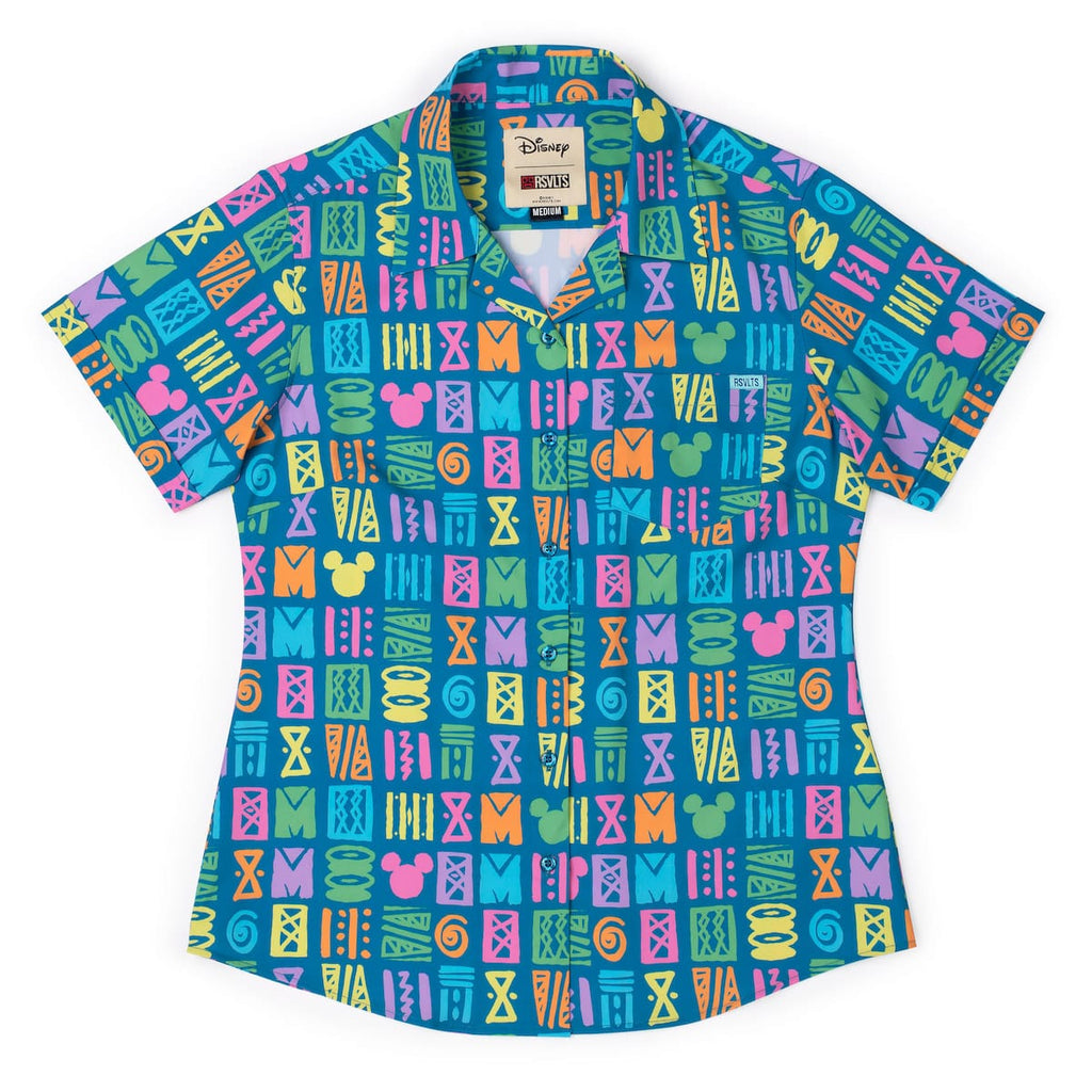 RSVLTS Mickey's Surfside Summer Women's KUNUFLEX Short Sleeve Shirt in Blue — detail 4