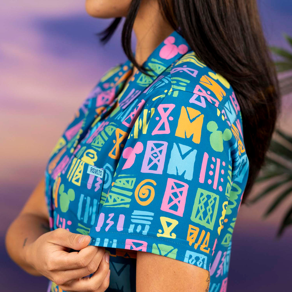 RSVLTS Mickey's Surfside Summer Women's KUNUFLEX Short Sleeve Shirt in Blue — detail 7
