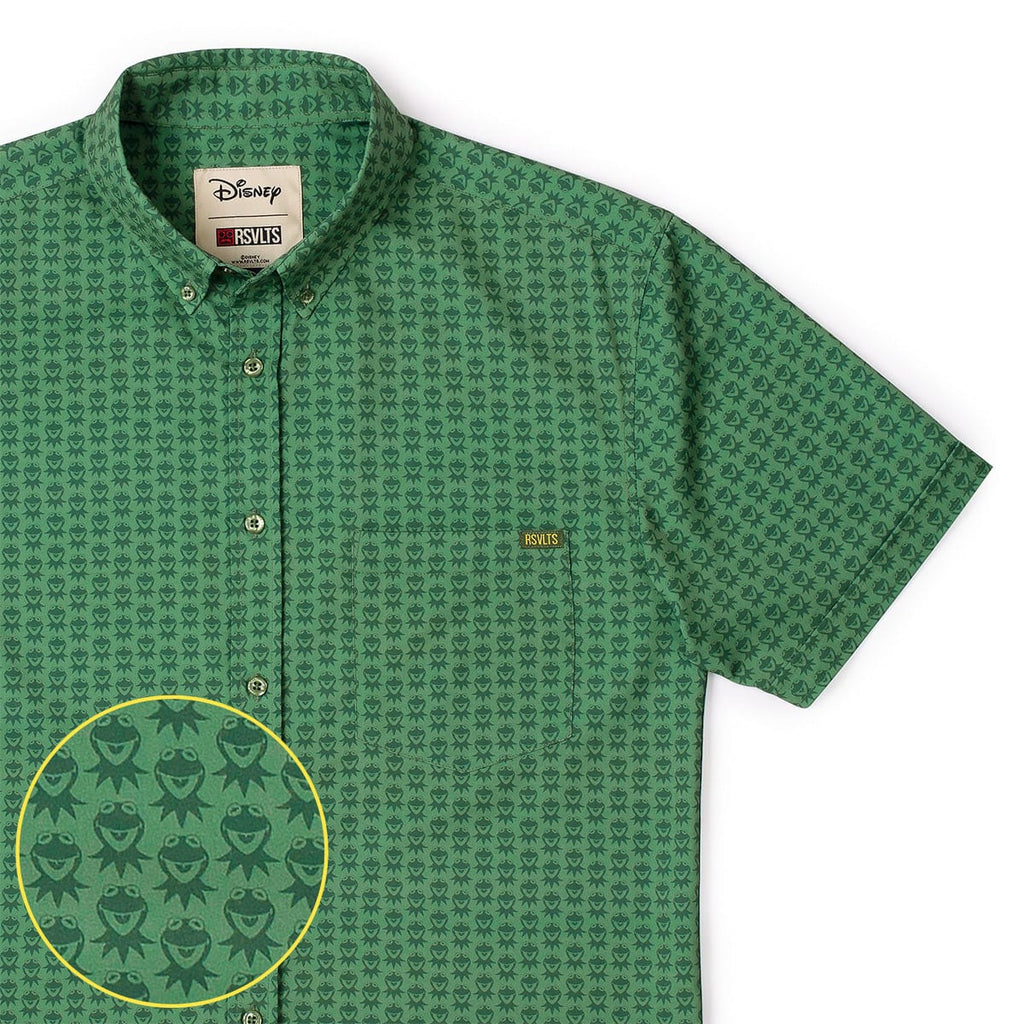RSVLTS Goin’ Green KUNUFLEX Short Sleeve Shirt in Green — front view
