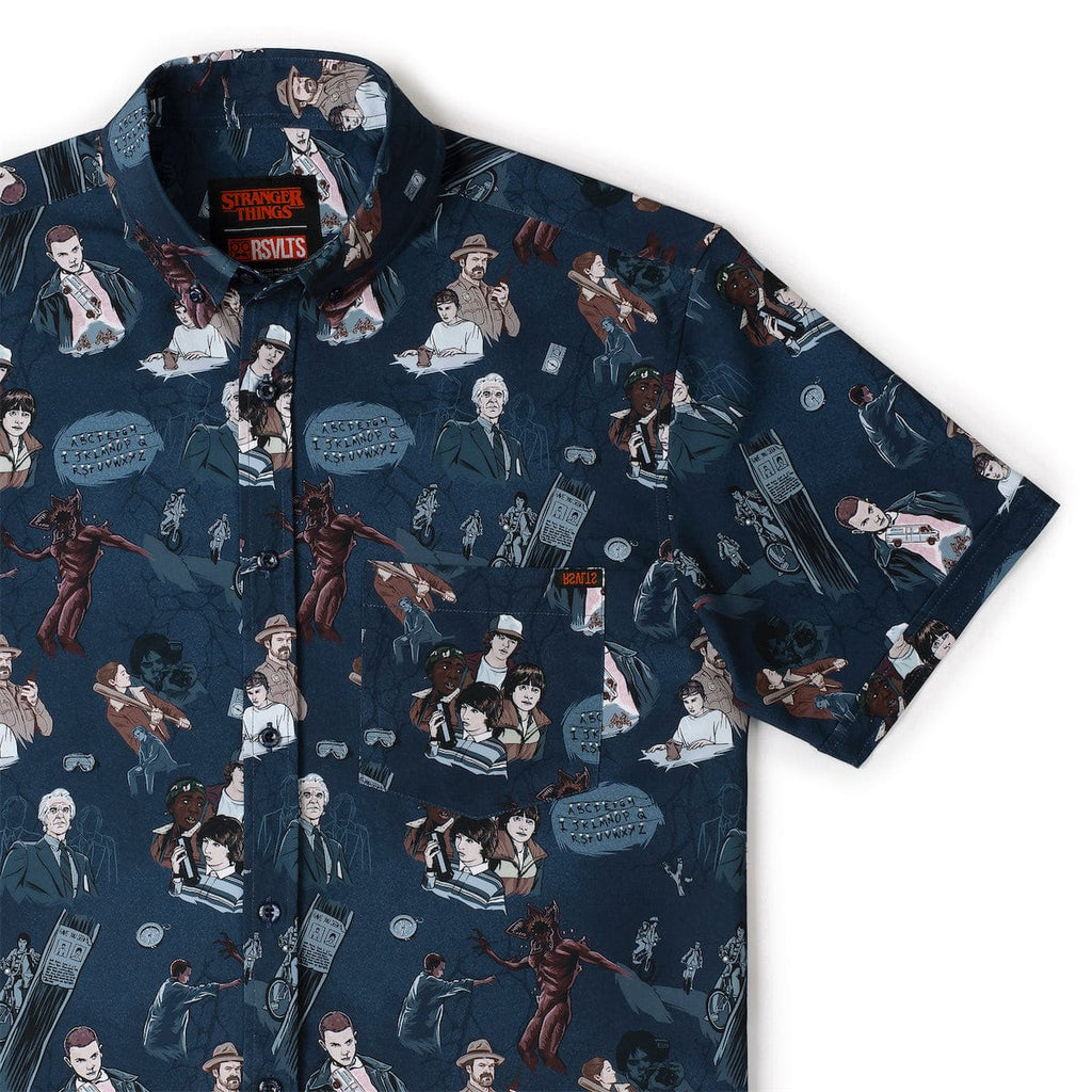 RSVLTS Something Is Coming KUNUFLEX Short Sleeve Shirt in Blue — front view