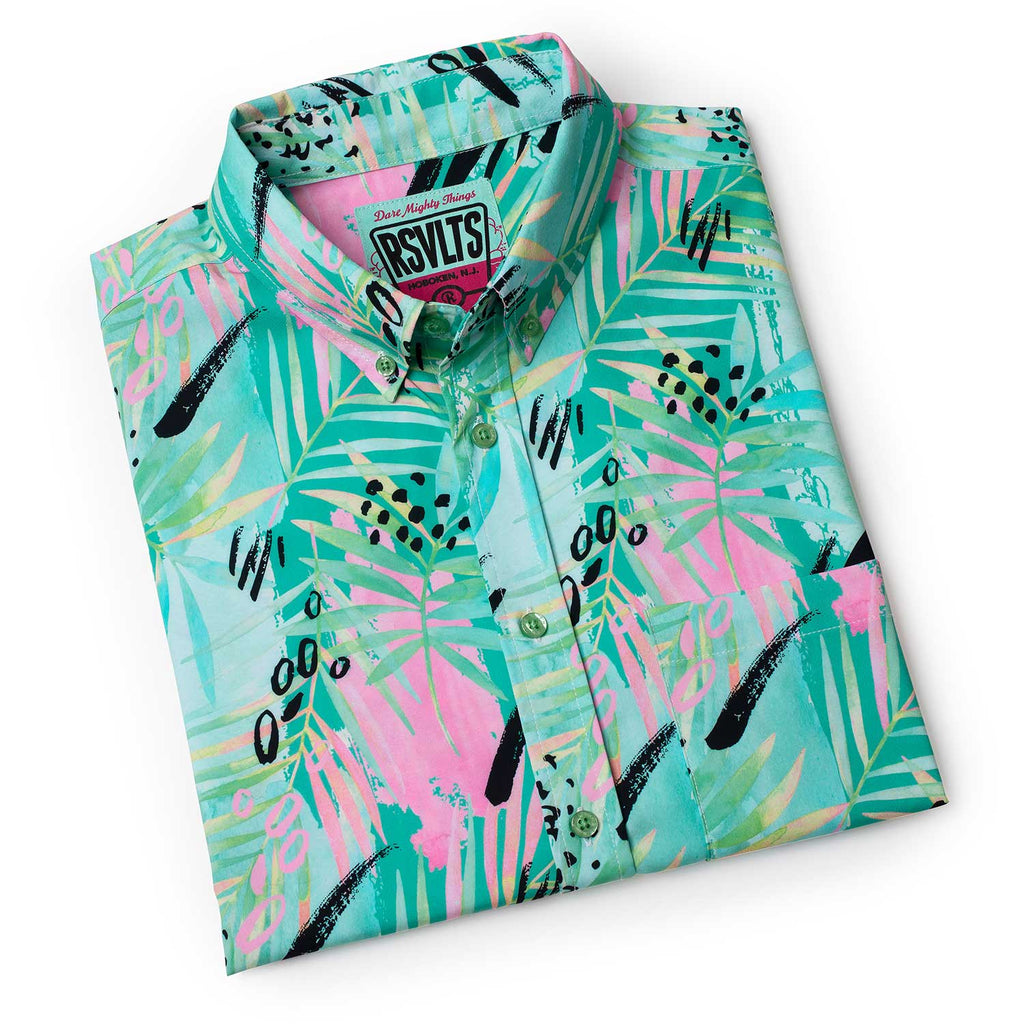 RSVLTS Dragon Fruit KUNUFLEX Short Sleeve Shirt in Green — detail 8