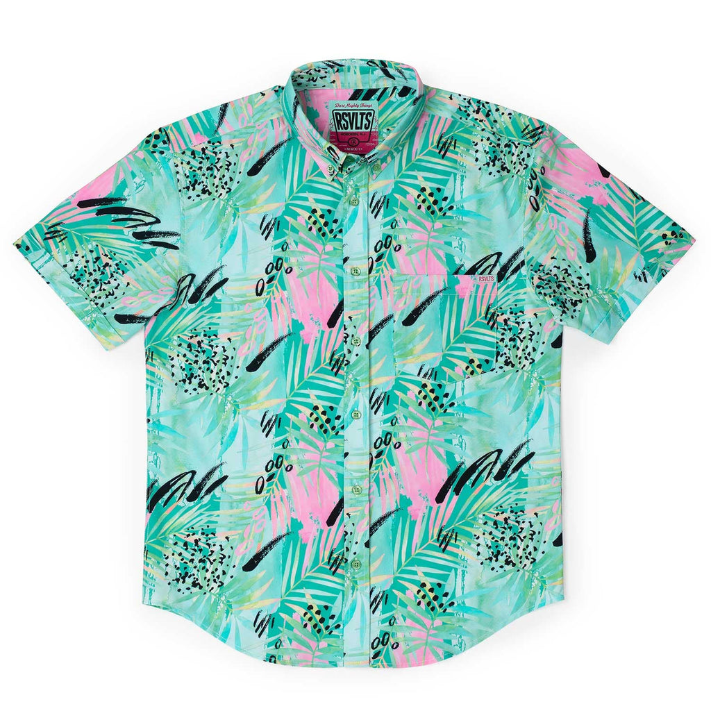 RSVLTS Dragon Fruit KUNUFLEX Short Sleeve Shirt in Green — detail 3