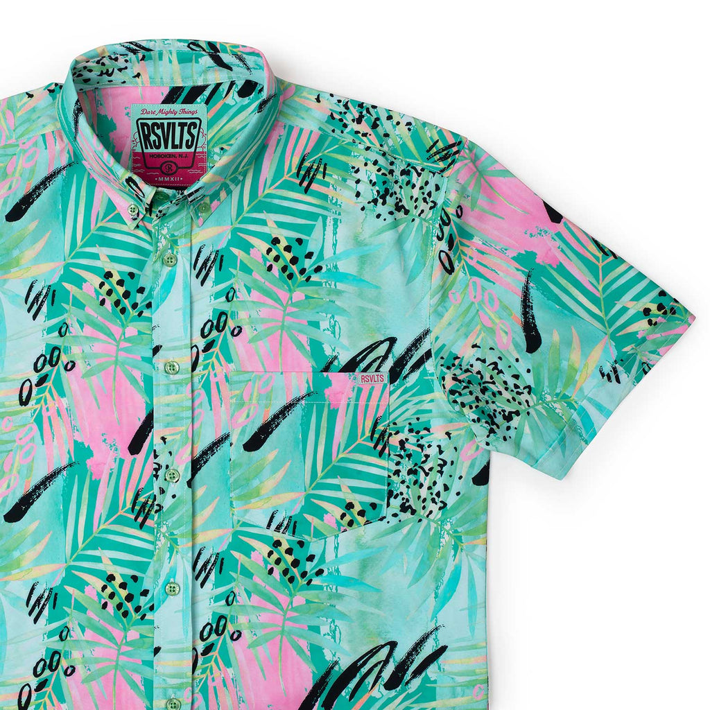 RSVLTS Dragon Fruit KUNUFLEX Short Sleeve Shirt in Green — front view