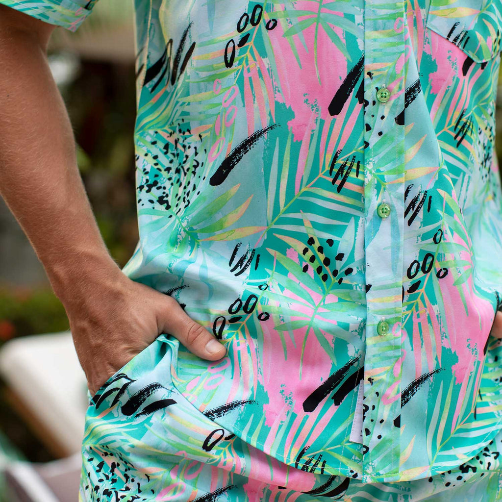 RSVLTS Dragon Fruit KUNUFLEX Short Sleeve Shirt in Green — detail 6