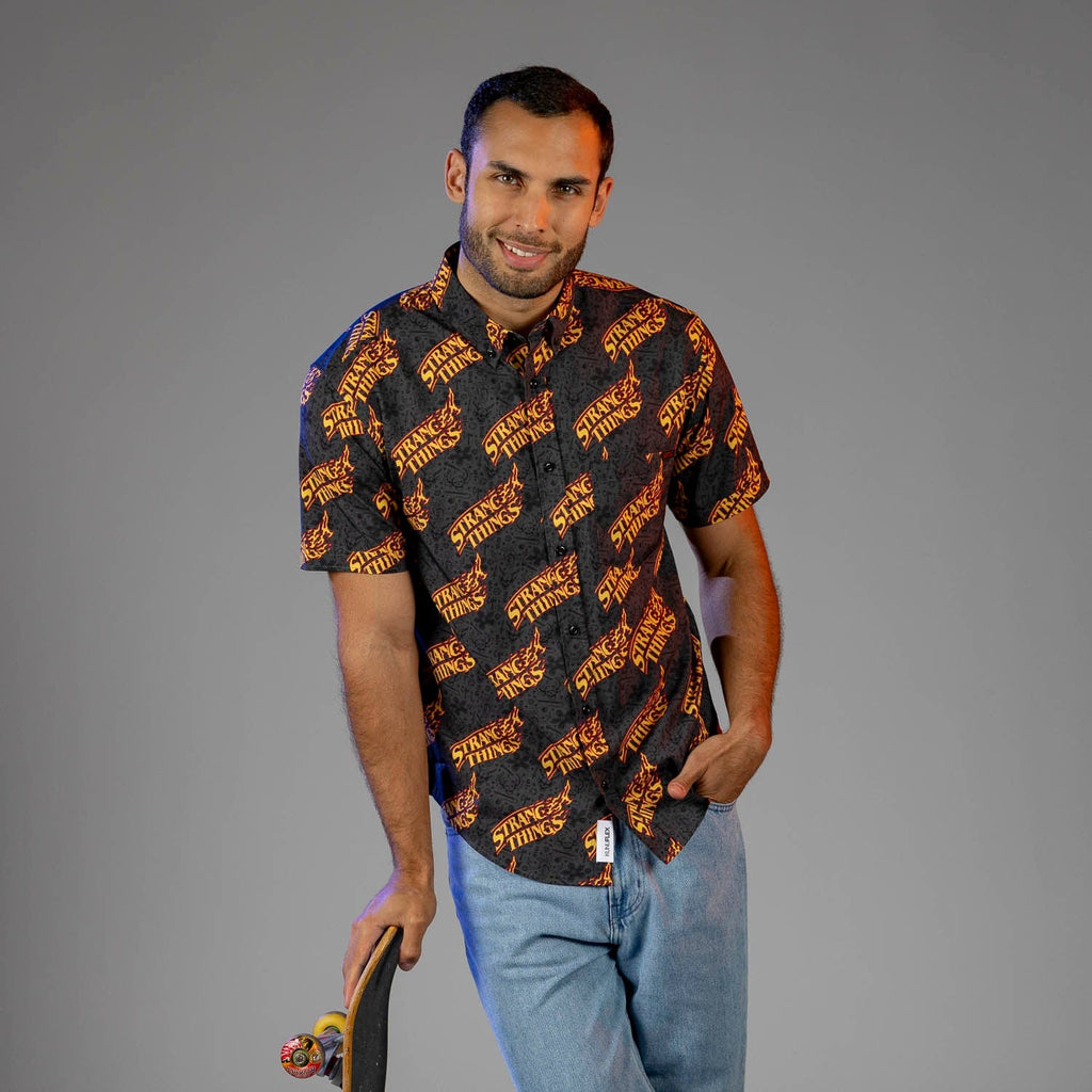 RSVLTS Hot as Hellfire KUNUFLEX Short Sleeve Shirt in Black — detail 3