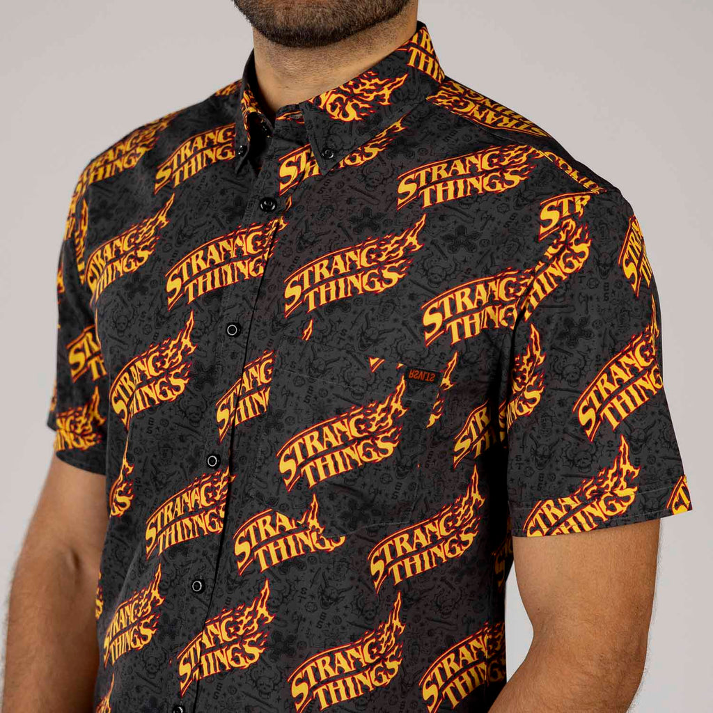RSVLTS Hot as Hellfire KUNUFLEX Short Sleeve Shirt in Black — detail 5