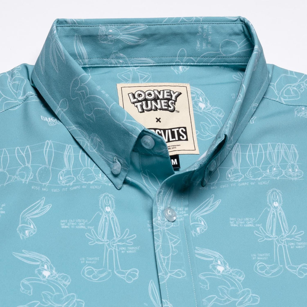 RSVLTS Bunny Blueprints KUNUFLEX Short Sleeve Shirt in Blue — detail 14