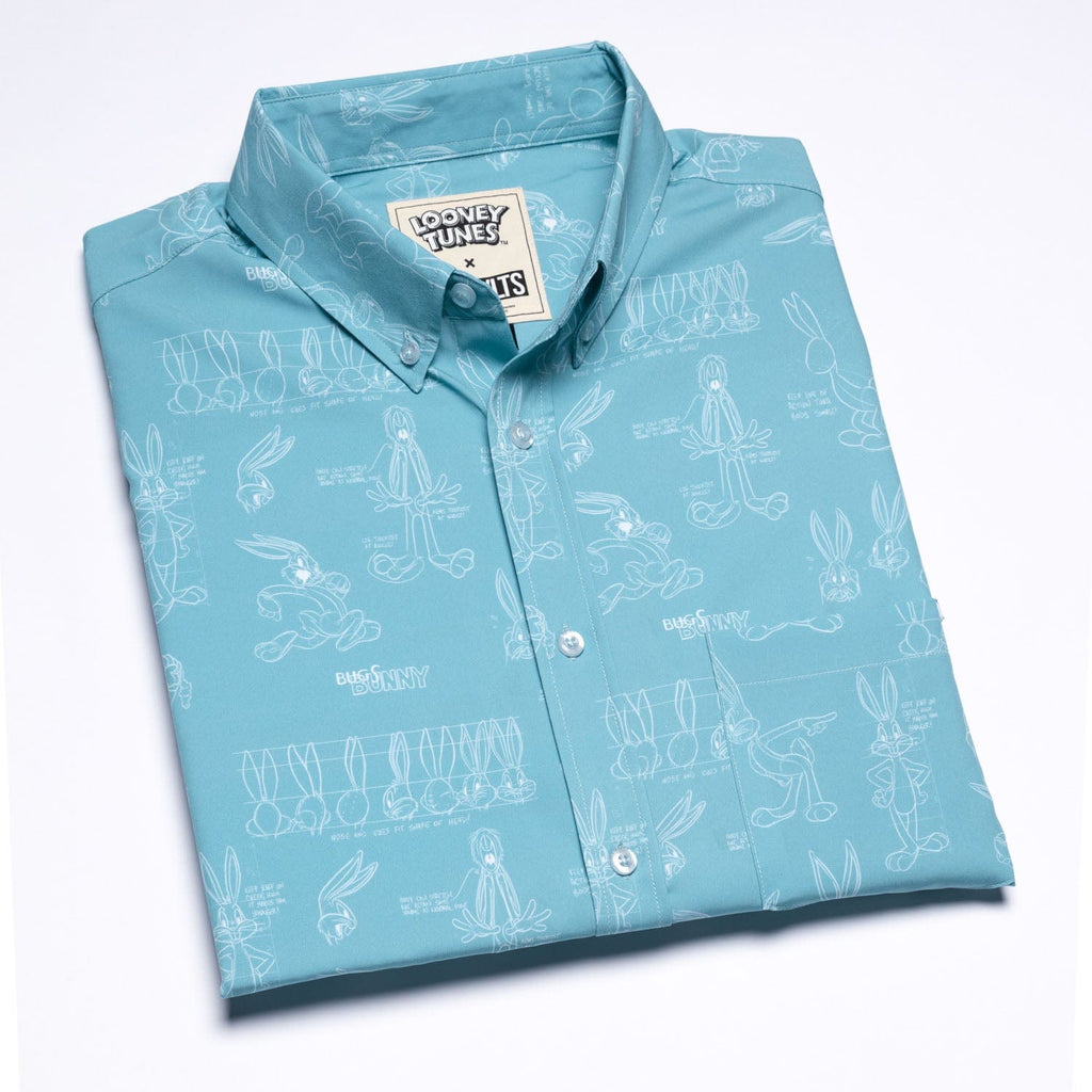 RSVLTS Bunny Blueprints KUNUFLEX Short Sleeve Shirt in Blue — detail 12