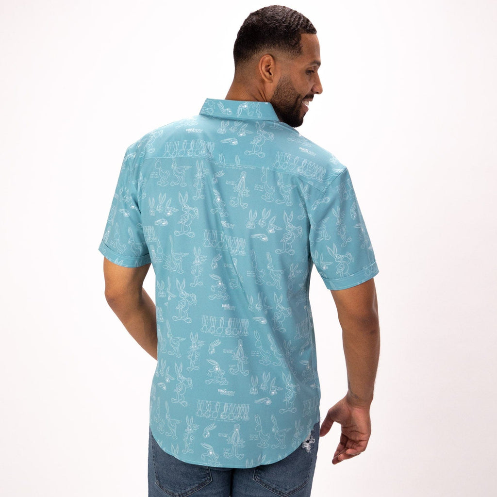 RSVLTS Bunny Blueprints KUNUFLEX Short Sleeve Shirt in Blue — detail 13