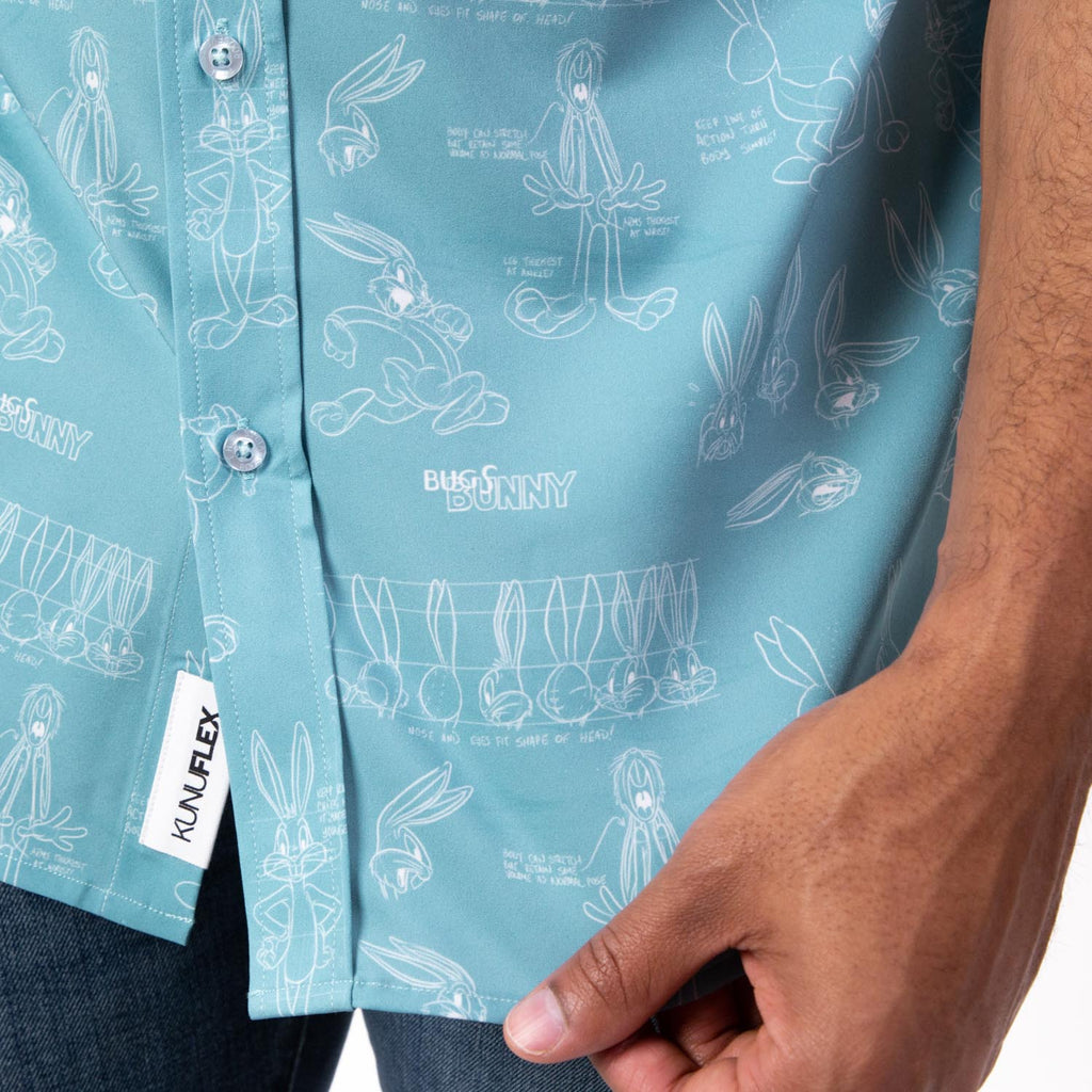 RSVLTS Bunny Blueprints KUNUFLEX Short Sleeve Shirt in Blue — detail 10