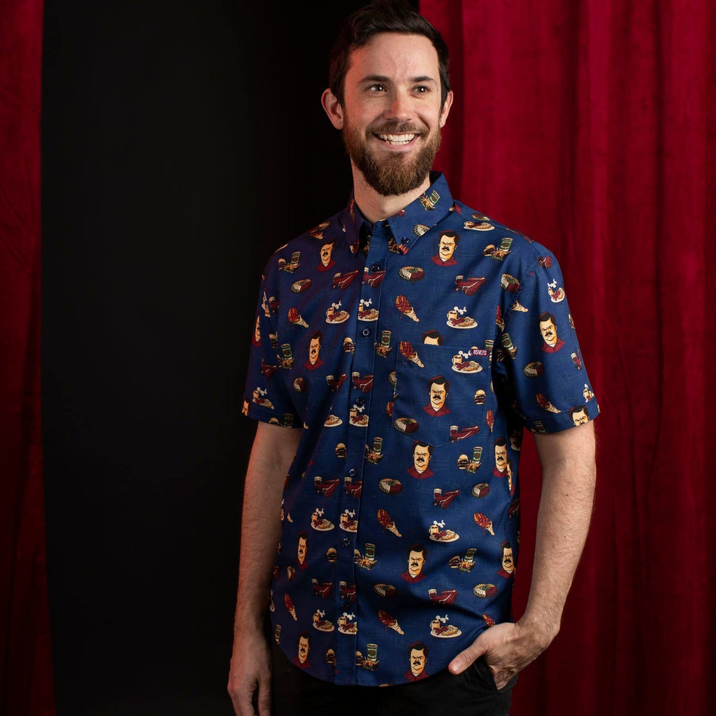 RSVLTS Turf ‘n’ Turf KUNUFLEX Short Sleeve Shirt in Blue — detail 7