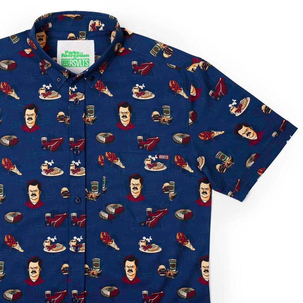 RSVLTS Turf ‘n’ Turf KUNUFLEX Short Sleeve Shirt in Blue — detail 3