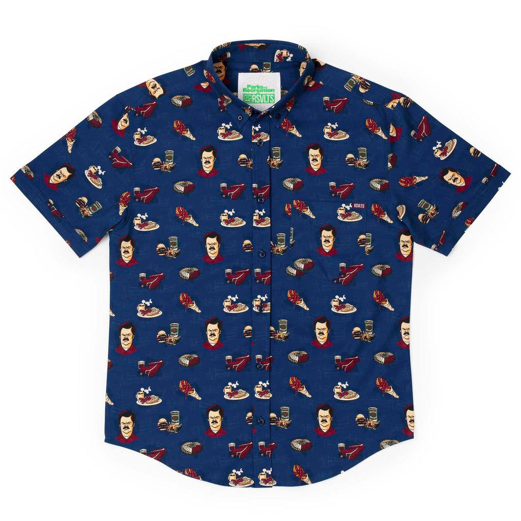 RSVLTS Turf ‘n’ Turf KUNUFLEX Short Sleeve Shirt in Blue — detail 5