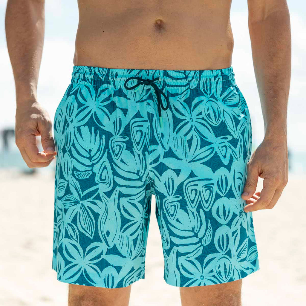 RSVLTS Sweet Blue Sea Hybrid Shorts in Green — front view