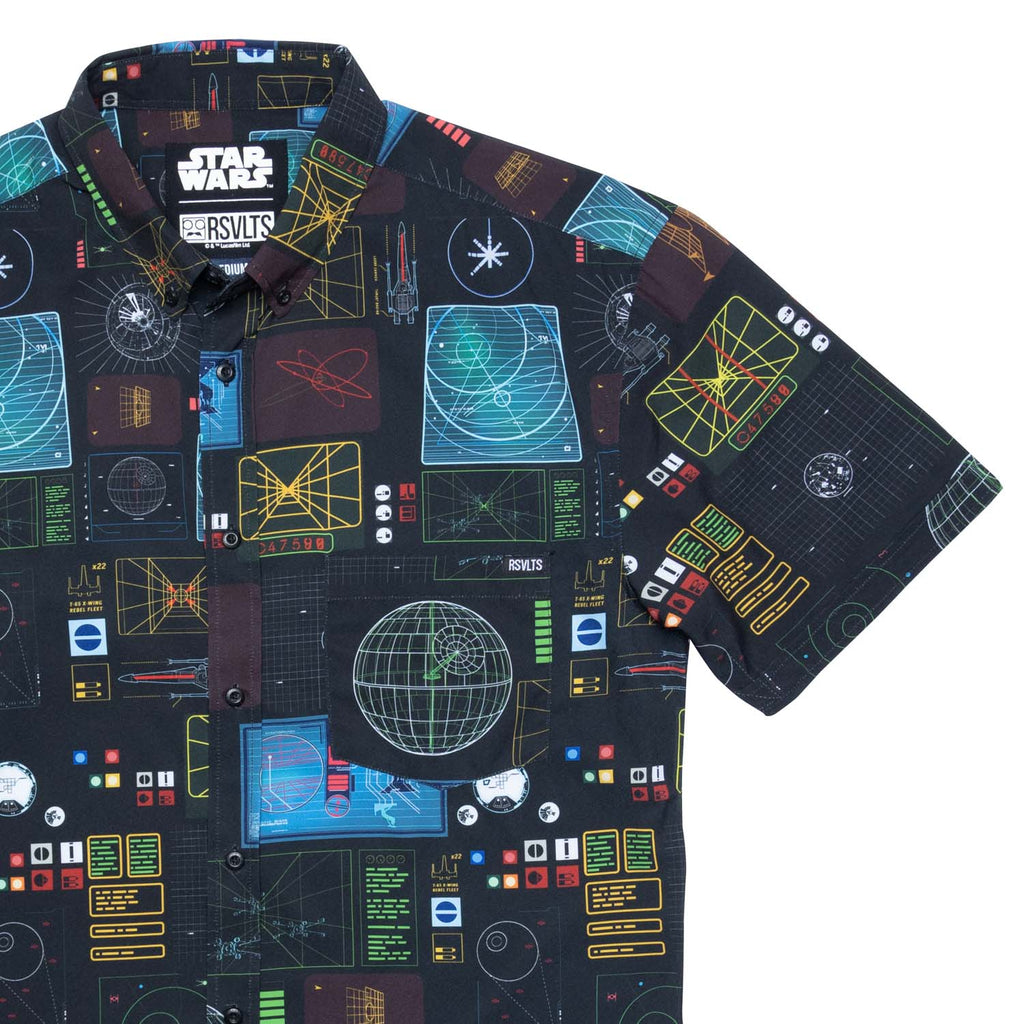 RSVLTS Battle of Yavin KUNUFLEX Short Sleeve Shirt in Black — front view