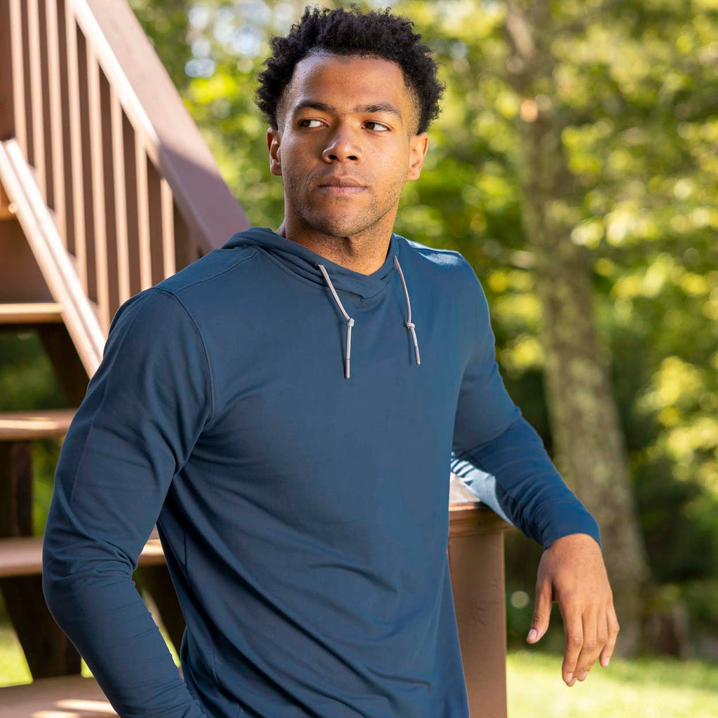 RSVLTS Cove Blue Performance Hoodie in Blue — front view