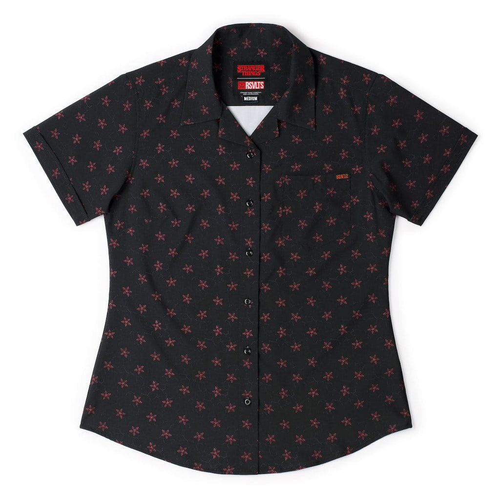 RSVLTS Demogarden Women's KUNUFLEX Short Sleeve Shirt in Black — detail 6