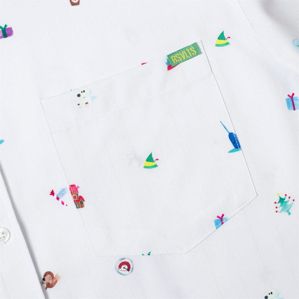 RSVLTS Buddy’s Favorite Things KUNUFLEX Short Sleeve Shirt in White — detail 6