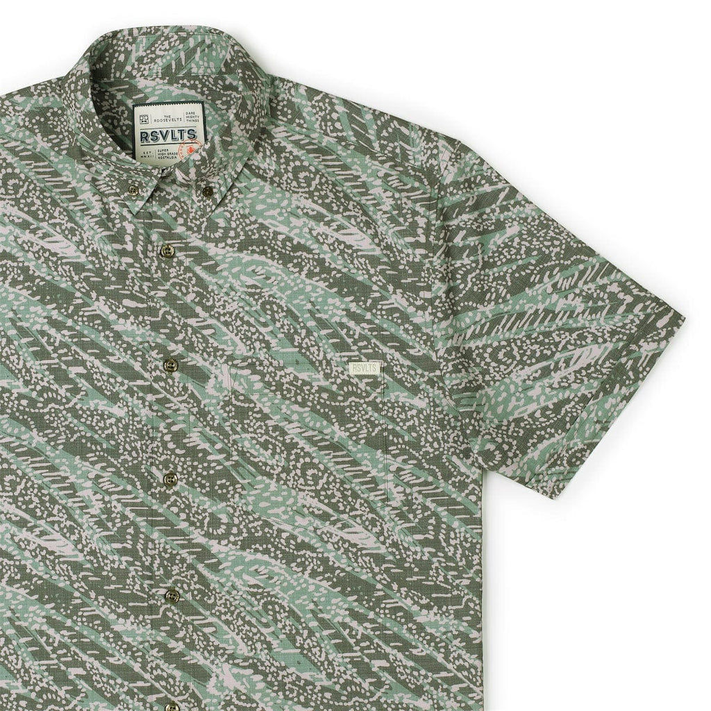 RSVLTS Ghillie Camo KUNUFLEX Short Sleeve Shirt in Green — detail 4