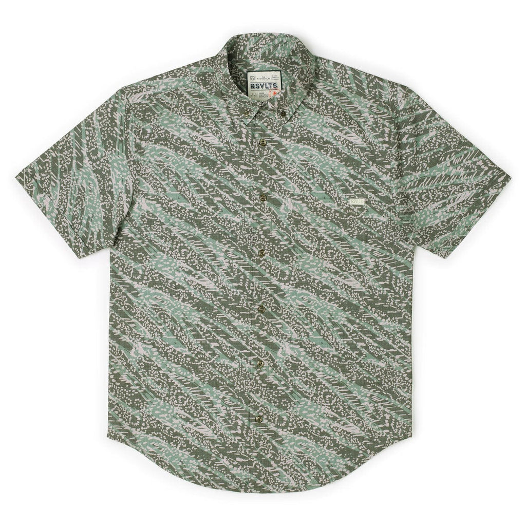 RSVLTS Ghillie Camo KUNUFLEX Short Sleeve Shirt in Green — detail 7