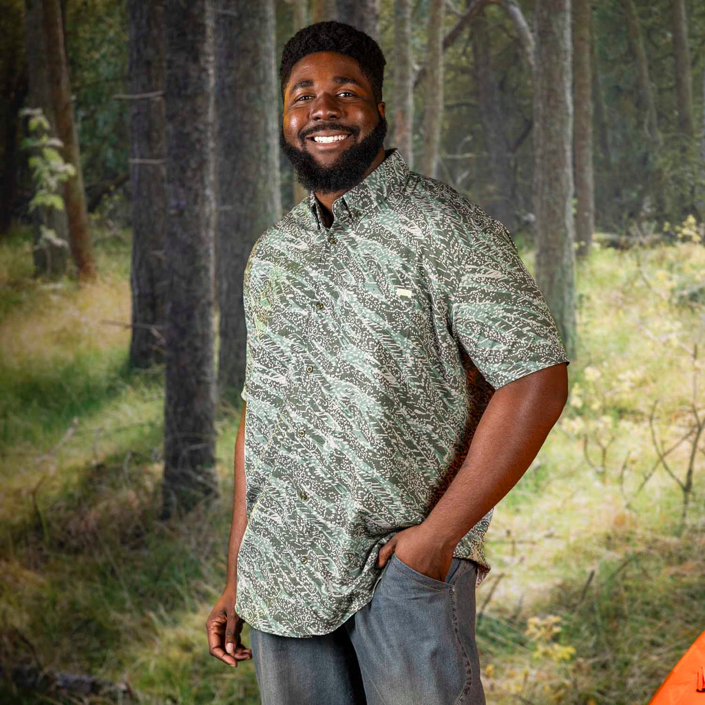 RSVLTS Ghillie Camo KUNUFLEX Short Sleeve Shirt in Green — detail 5
