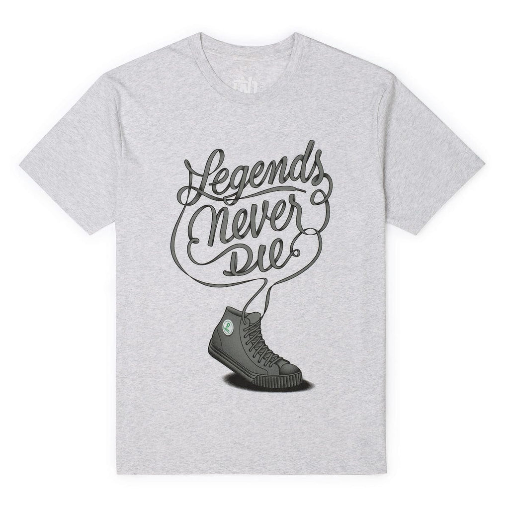 RSVLTS Legends Never Die (Heather Gray) Crewneck Tee — front view