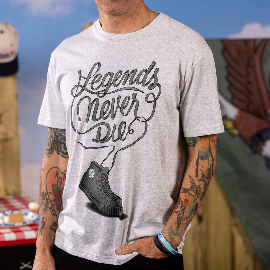 RSVLTS Legends Never Die (Heather Gray) Crewneck Tee — detail 3