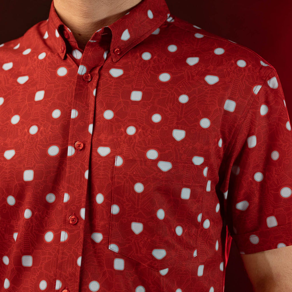 RSVLTS Arc Reactor KUNUFLEX Short Sleeve Shirt in Red — detail 4
