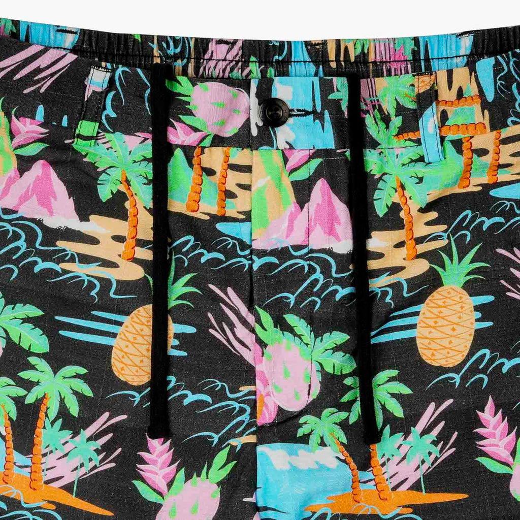 RSVLTS Neon Vacay Bamboo Resort Shorts in Black — detail 6