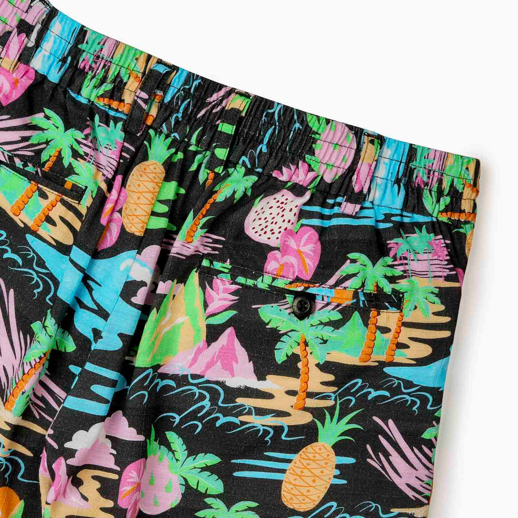 RSVLTS Neon Vacay Bamboo Resort Shorts in Black — detail 7