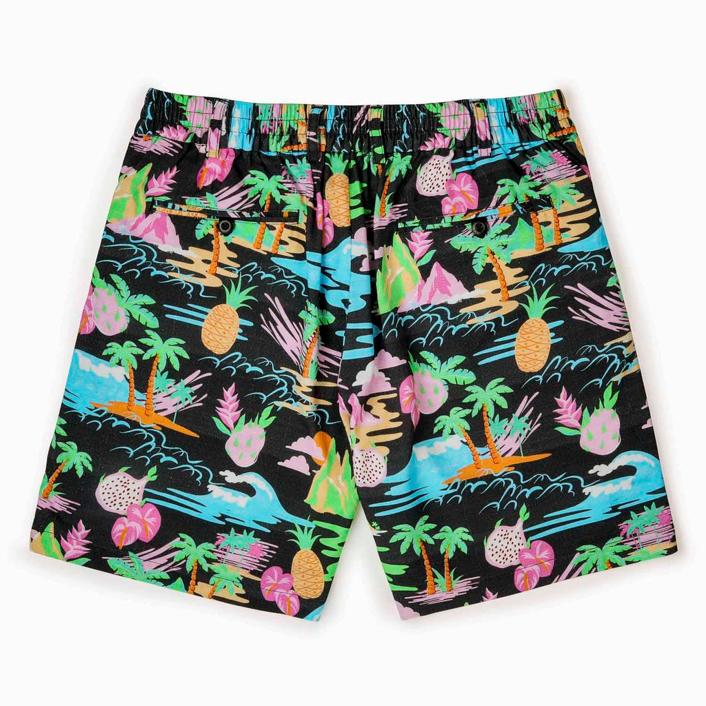 RSVLTS Neon Vacay Bamboo Resort Shorts in Black — detail 5