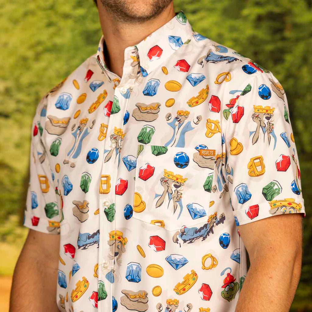 RSVLTS John the Worst KUNUFLEX Short Sleeve Shirt in Neutral — front view
