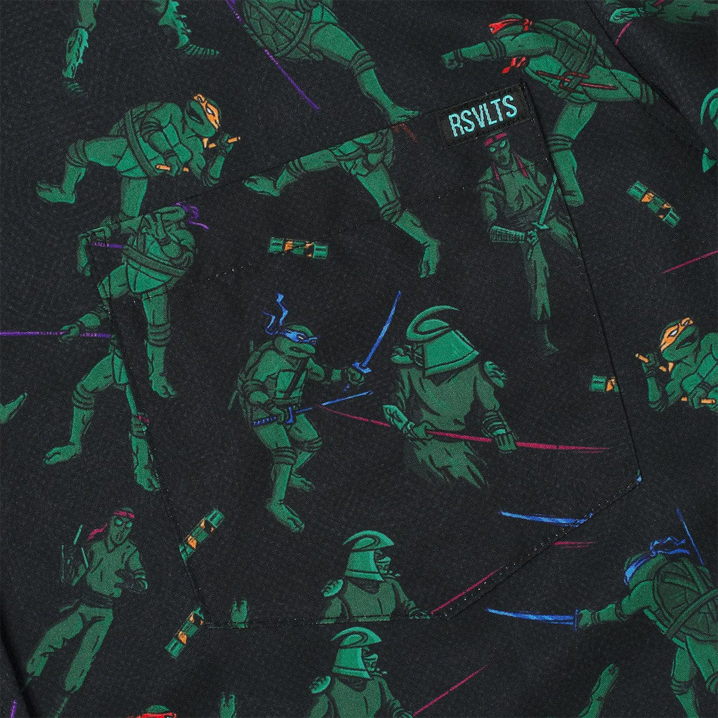 RSVLTS Showdown with The Shredder KUNUFLEX Short Sleeve Shirt in Black — detail 5